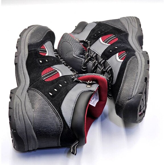 NWOB Lands End Men's Black & Red Fabric Suede Leather Hiking Boots Sz 11D 2704 - Picture 12 of 16